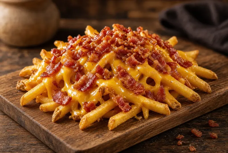 Fritas com Cheddar e Bacon (meia)