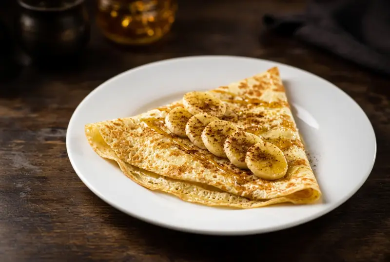 Crepe Banana, Canela e Mel