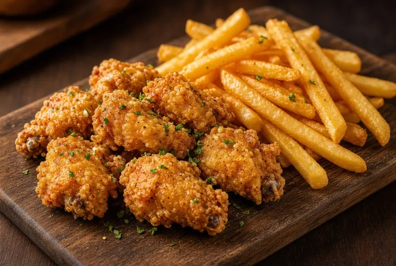 Frango à Passarinho com Fritas