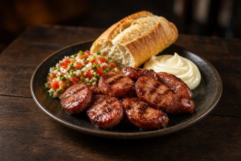 Calabresa com Pão, Vinagrete e Maionese