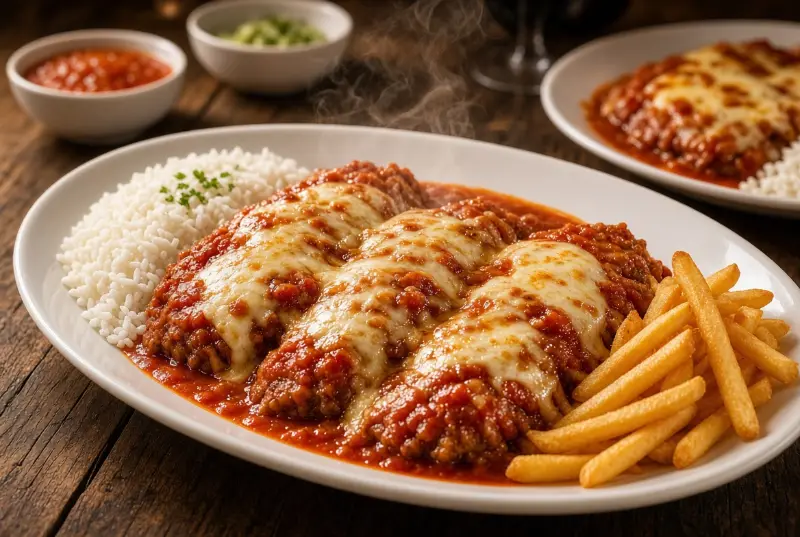 Parmegiana de alcatra serve 3 pessoa